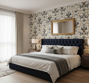 Papel de parede quarto de casal estilo barroco glamouroso - TenStickers