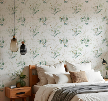 Papel de parede quarto de casal folhagem aquarela - TenStickers