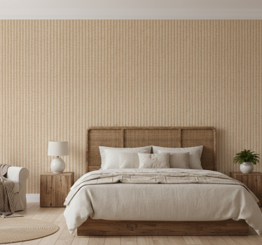 Papel de parede quarto de casal juta marrom realista - TenStickers