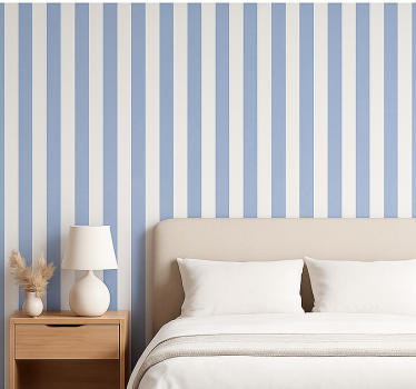 Papel de parede quarto de casal listras azuis e brancas - TenStickers