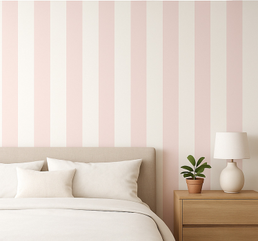 Papel de parede quarto de casal listras suaves rosadas - TenStickers