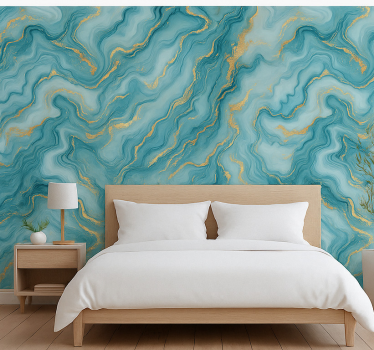 Papel de parede quarto de casal mármore azul claro - TenStickers