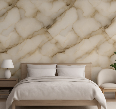 Papel de parede quarto de casal mármore branco e dourado - TenStickers