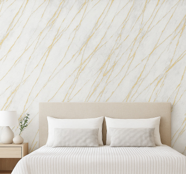Papel de parede quarto de casal mármore cinza com ouro - TenStickers