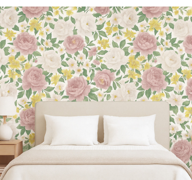 Papel de parede quarto de casal motivo botânico esfumaçado - TenStickers