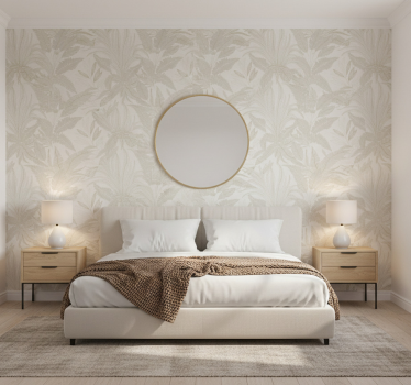 Papel de parede quarto de casal mural botânico bege - TenStickers