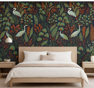 Papel de parede quarto de casal natureza asiática exótica - TenStickers