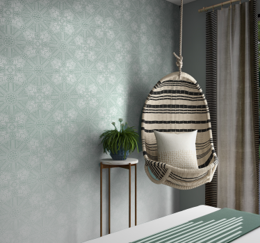 papel de parede quarto de casal padrão boho asteca verde - TenStickers