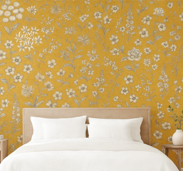 Papel de parede quarto de casal padrão floral vintage - TenStickers