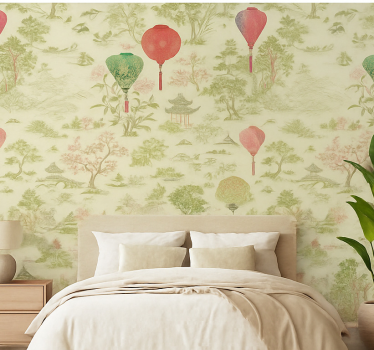Papel de parede quarto de casal paisagem oriental - TenStickers