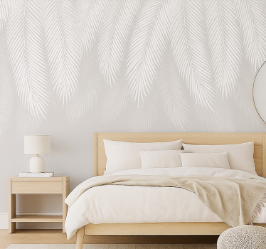 Papel de parede quarto de casal palma neutra - TenStickers