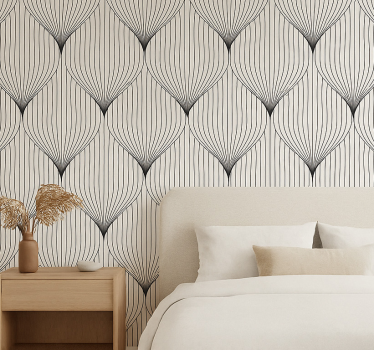 papel de parede quarto de casal pluma de decoração simétrica - TenStickers