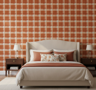 Papel de parede quarto de casal xadrez outonal - TenStickers