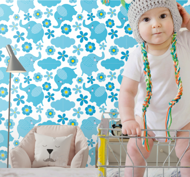 Papel de parede infantil bebês elefantes - TenStickers
