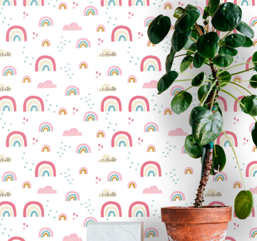 papel de parede quarto Padrão de arco-íris em cor pastel - TenStickers