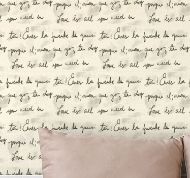 papel de parede quarto Padrão de escrita à mão vintage - TenStickers