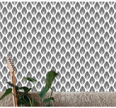 papel de parede quarto Pavão preto e branco - TenStickers