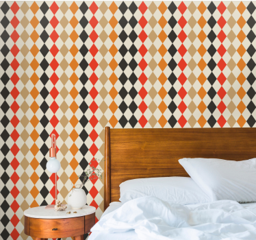 papel de parede quarto de casal padrão de diamante colorido - TenStickers