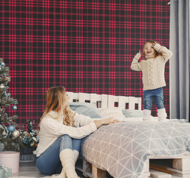 Papel de Parede riscas Padrão tartan de natal - TenStickers