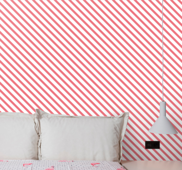 Papel de Parede riscas Padrão vertical branco e rosa - TenStickers