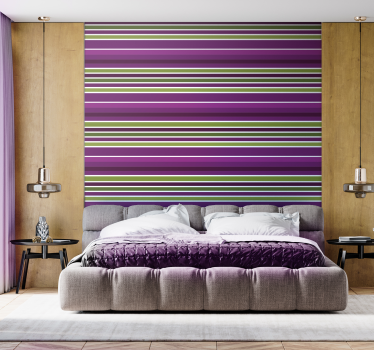 Papel de Parede riscas produtohorizontal roxo e verde - TenStickers