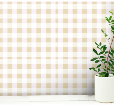 Papel de Parede riscas Tartan rosa e dourado - TenStickers