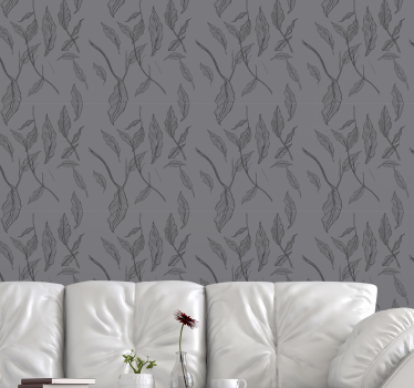 papel de parede sala de jantar Folhas mágicas escuras - TenStickers