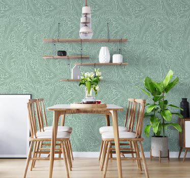 Papel de parede sala de jantar padrão vintage verde menta - TenStickers