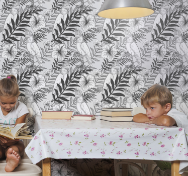 papel de parede sala de jantar Papagaios e flores - TenStickers
