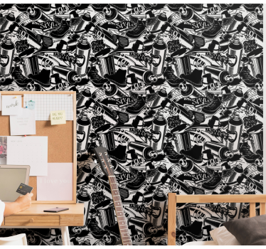 Papel parede juvenil de graffiti mono-tonal - TenStickers