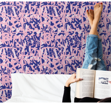 papel parede artistíco Padrão de grafite rosa e roxo - TenStickers