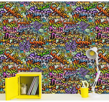 papel parede artistíco Texto de parede de graffiti colorido - TenStickers