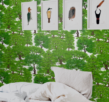 papel parede árvores Floresta verde com árvores - TenStickers