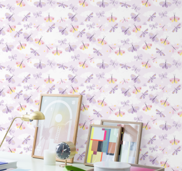 papel de parede borboletas tons pastels - TenStickers