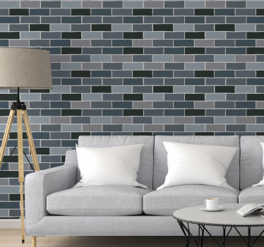 papel parede casa de banho Tijolo cinza pedra ornamental - TenStickers
