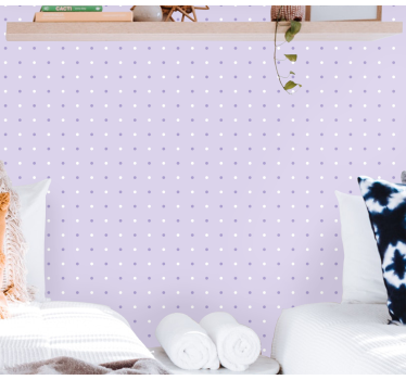 papel parede círculos e bolinhas Padrão de pontos roxos e brancos - TenStickers