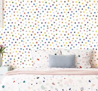 papel parede círculos e bolinhas Pontos coloridos em branco - TenStickers