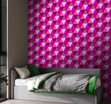 Papel de parede rosa fucsia geométrico - TenStickers
