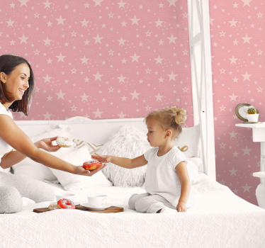 papel parede estrelas Estrelas rosa claro em rosa escuro - TenStickers