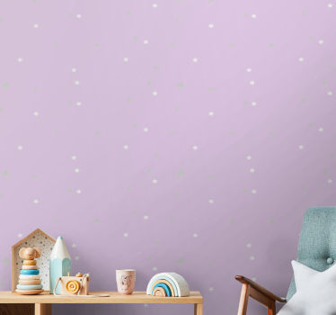 Papel de parede juvenil rosa com estrelas - TenStickers