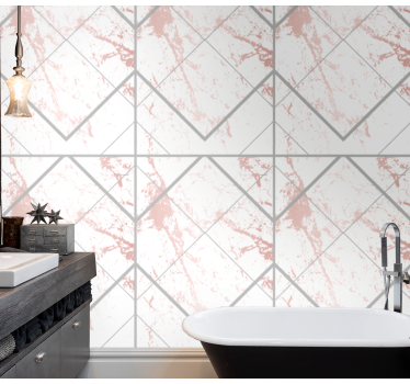 papel parede mármore Contorno de mármore rosa e cinza - TenStickers