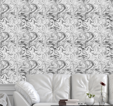 papel parede mármore Mármore rachado branco e preto clássico - TenStickers