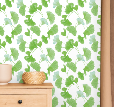 Papel parede moderno Folhas verdes de ginkgo - TenStickers
