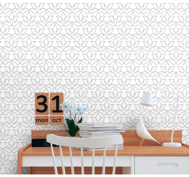 papel parede moderno Padrão cinza floral moderno - TenStickers