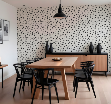 Papel parede moderno Padrão polca preto e branco - TenStickers