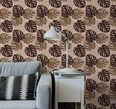 papel parede natureza Tom marrom monstera deliciosa - TenStickers