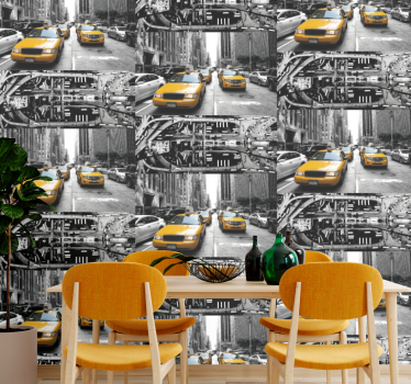 papel parede Nova York Colagem de táxi amarelo nyc - TenStickers