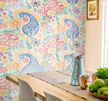 papel parede ornamental Paisley colorido - TenStickers