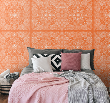 papel parede ornamental Paisley tile - TenStickers