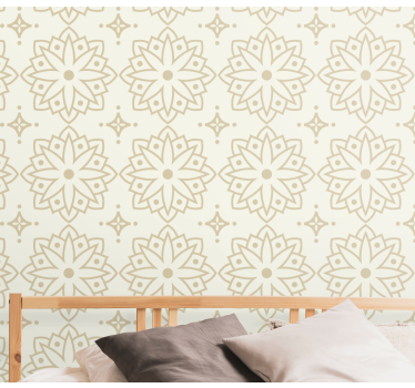 papel parede outros vintage Padrão de mandala de creme - TenStickers